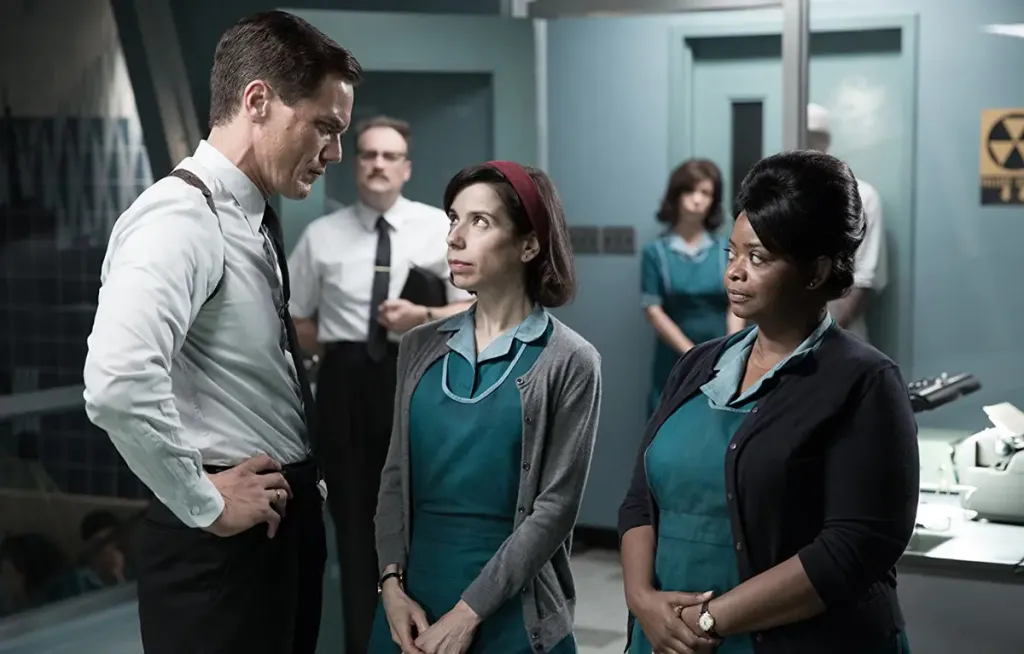 Allegra Fulton, David Hewlett, Michael Shannon, Octavia Spencer, and Sally Hawkins in The Shape of Water (2017)